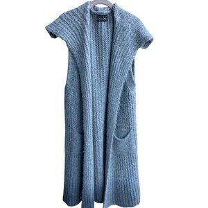 Frayed Long Sweater Vest Duster Gray Mohair Blend Lagenlook Made‎ Italy Size S/M